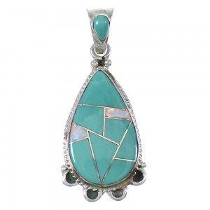 Opal Turquoise And Sterling Silver Southwestern Pendant YX76020