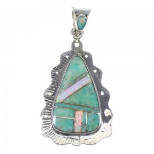 Authentic Sterling Silver Turquoise And Opal Southwest Pendant YX76051