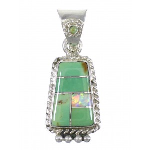 Silver Turquoise And Opal Pendant YX77588