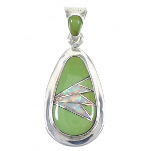 Southwestern Silver Opal And Turquoise Pendant YX77612