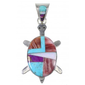 Southwestern Silver Multicolor Turtle Pendant YX77690