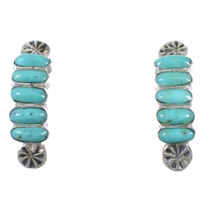 Turquoise And Silver Southwest Post Hoop Earrings YX76395