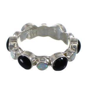 Jet Opal Silver Southwest Ring Size 5-1/4 YX77053