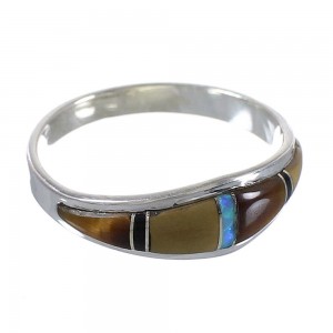 Multicolor Inlay Southwestern Authentic Sterling Silver Ring Size 6-3/4 QX78594