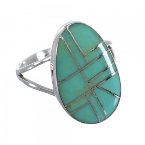 Southwestern Turquoise Authentic Sterling Silver Jewelry Ring Size 6-1/4 AX85933