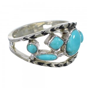 Southwest Turquoise Silver Ring Size 8-1/4 AX84308