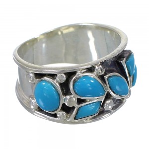 Silver Turquoise Southwestern Jewelry Ring Size 7-3/4 AX84691
