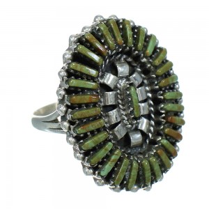 Southwest Turquoise Needlepoint Silver Ring Size 5-1/4 YX83841