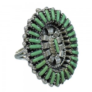 Southwestern Turquoise Needlepoint And Silver Ring Size 6-1/2 YX83858