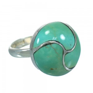 Turquoise Inlay Authentic Sterling Silver Ring Size 4-3/4 AX86282