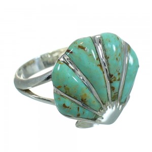 Turquoise Inlay Sterling Silver Seashell Ring Size 5-1/2 AX86411