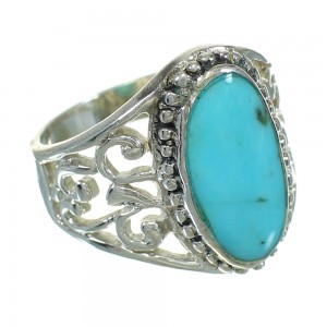 Genuine Sterling Silver Southwestern Turquoise Ring Size 5-1/2 QX84435