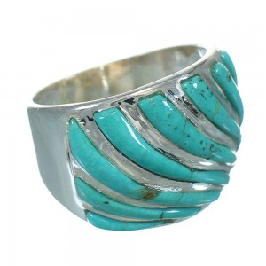 Turquoise Inlay Sterling Silver Southwest Jewelry Ring Size 8 RX86339