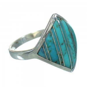 Turquoise Inlay Sterling Silver Ring Size 6-1/4 RX86371