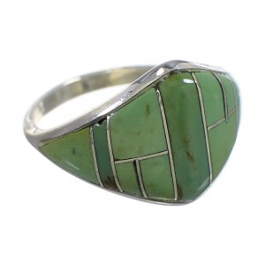 Turquoise Inlay Genuine Sterling Silver Southwest Ring Size 5-3/4 QX84073