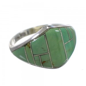 Turquoise Inlay Southwest Genuine Sterling Silver Ring Size 5-3/4 QX84090