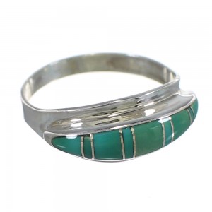 Southwestern Genuine Sterling Silver Turquoise Ring Size 4-1/2 QX84187