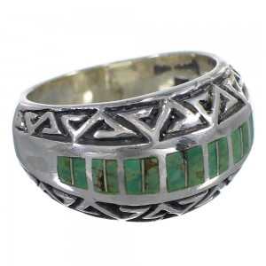 Sterling Silver Water Wave Turquoise Inlay Southwest Ring Size 8-1/4 AX83712
