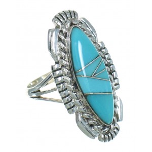 Genuine Sterling Silver Southwest Turquoise Ring Size 7-1/2 QX85099