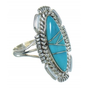 Southwest Authentic Sterling Silver Turquoise Ring Size 6-1/2 QX85108