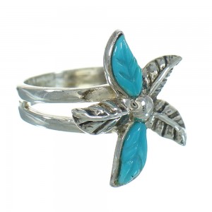 Turquoise Flower Genuine Sterling Silver Southwest Ring Size 7-1/2 QX85177