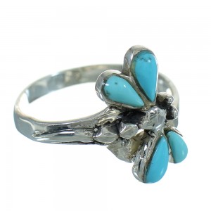 Southwestern Authentic Sterling Silver Turquoise Dragonfly Ring Size 6-1/2 QX85222