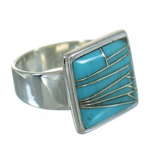 Turquoise Southwestern Authentic Sterling Silver Ring Size 7-1/2 QX85247