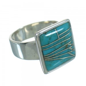 Turquoise Southwestern Genuine Sterling Silver Ring Size 4-1/2 QX85249