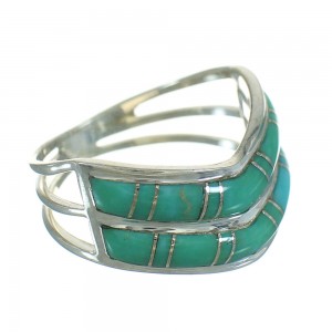 Sterling Silver Turquoise Inlay Ring Size 8-1/4 RX85519