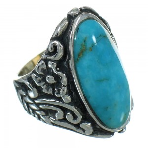 Turquoise Sterling Silver Southwestern Flower Ring Size 5-1/4 YX85413