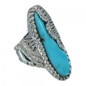 Southwestern Turquoise Genuine Sterling Silver Ring Size 7-1/2 YX85592