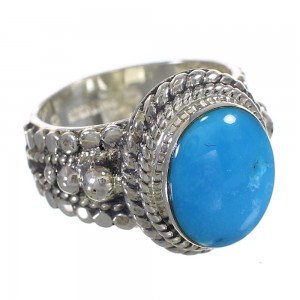 Southwest Genuine Sterling Silver Turquoise Ring Size 6-1/4 QX83733