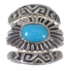 Stackable Turquoise Southwest Genuine Sterling Silver Ring Set Size 7-1/4 QX83939