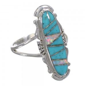 Sterling Silver Turquoise Opal Southwestern Ring Size 5-1/2 QX84583