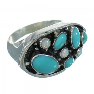 Turquoise Opal And Sterling Silver Ring Size 8 UX84205