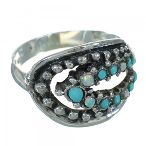 Turquoise Opal Southwestern And Silver Ring Size 5-3/4 UX84278