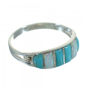 Turquoise Opal Inlay Silver Ring Size 6 UX88813