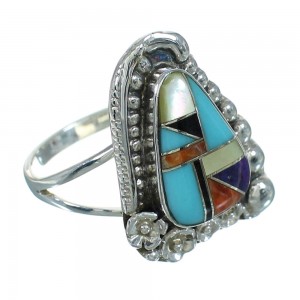 Multicolor Sterling Silver Southwestern Flower Ring Size 6-1/2 YX83262