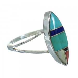 Southwest Sterling Silver Multicolor Ring Size 6-1/2 YX83401