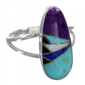 Multicolor Authentic Sterling Silver Southwestern Ring Size 5-1/4 QX84788