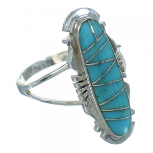 Genuine Sterling Silver Southwestern Turquoise Ring Size 7-1/4 QX83550