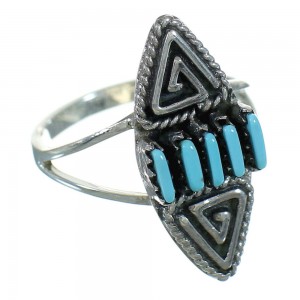 Turquoise Authentic Sterling Silver Southwest Needlepoint Water Wave Ring Size 5 QX84764