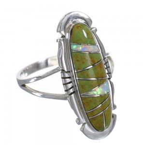 Southwestern Turquoise Opal Sterling Silver Ring Size 7-1/4 YX83532