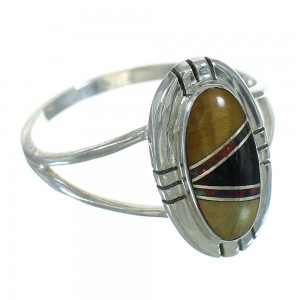 Genuine Sterling Silver Multicolor Southwest Ring Size 5-1/2 UX83872