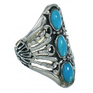 Southwestern Sterling Silver Turquoise Ring Size 8-1/2 QX87227