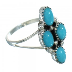 Genuine Sterling Silver Southwestern Turquoise Ring Size 5-1/4 QX84626