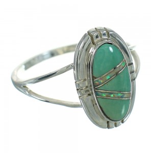 Turquoise Opal Authentic Sterling Silver Southwest Ring Size 4-1/2 QX83496