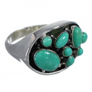 Turquoise And Genuine Sterling Silver Southwest Ring Size 7-3/4 YX84499