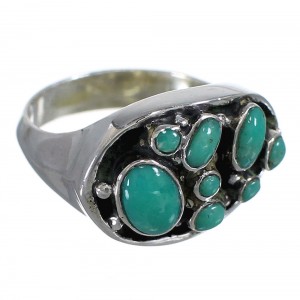 Southwestern Turquoise Authentic Sterling Silver Ring Size 5-1/4 YX84527