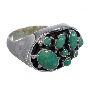 Southwest Turquoise And Genuine Sterling Silver Ring Size 7 YX84536
